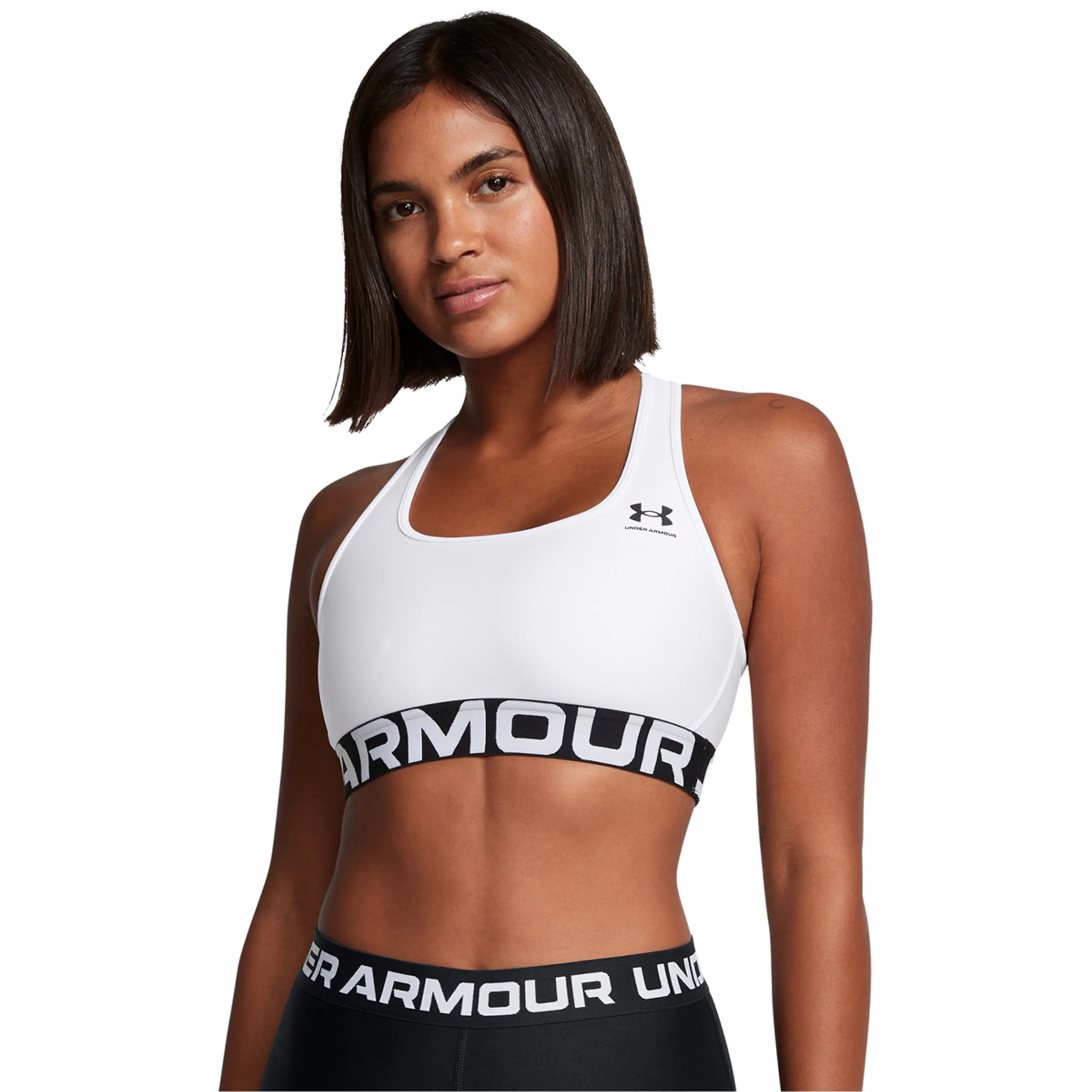 

Женский топ UA HG Mid брендированный Under Armour, белый