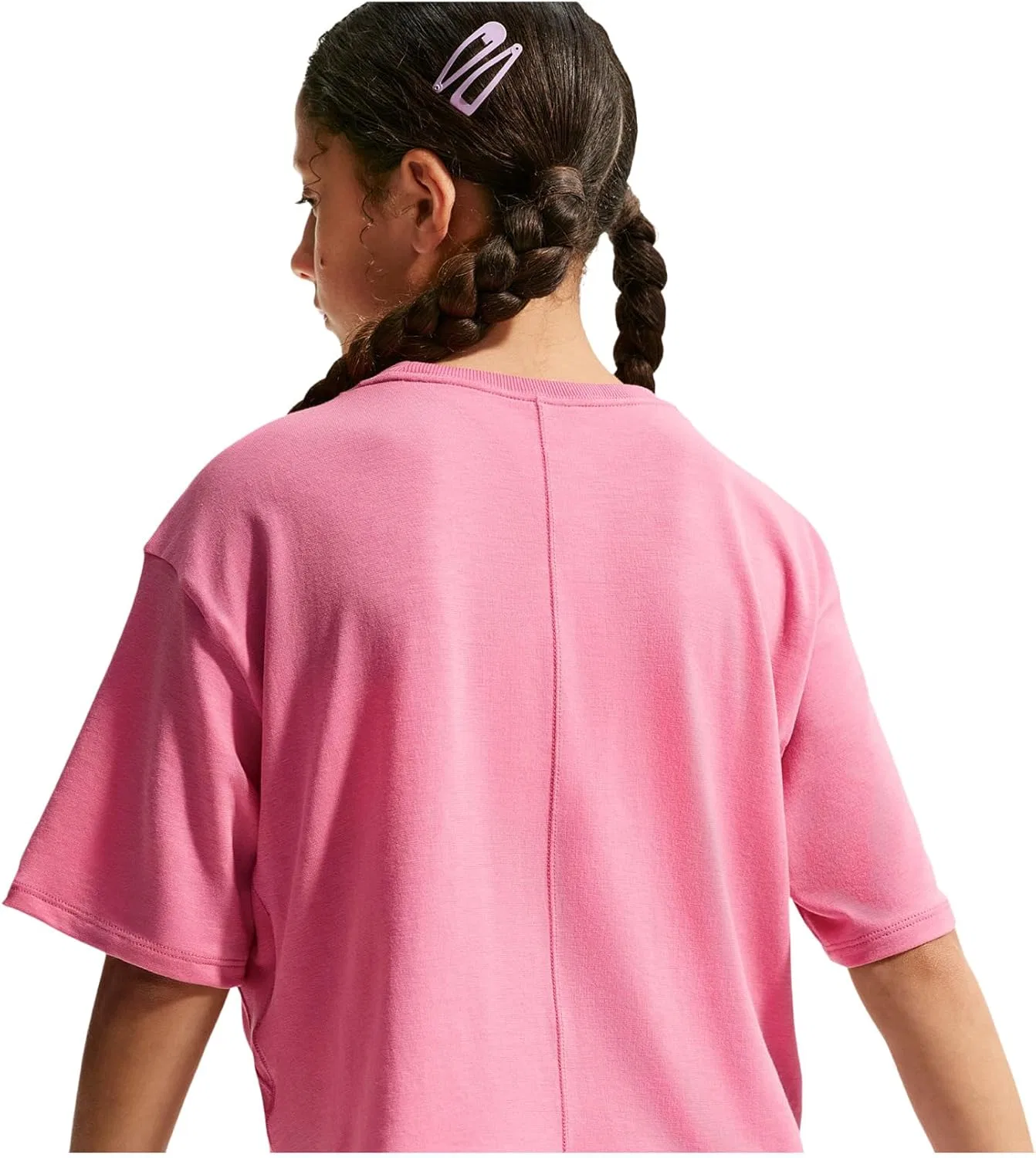 Футболка для девочек Nike One Relaxed Dri-FIT, Peony/White — фото 4