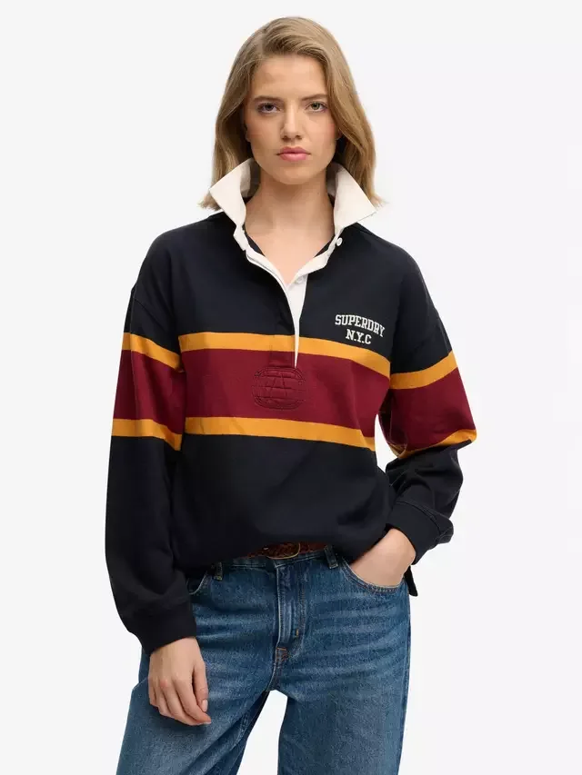 Регбийная футболка с полосками в стиле наследие Superdry, Eclipse Navy