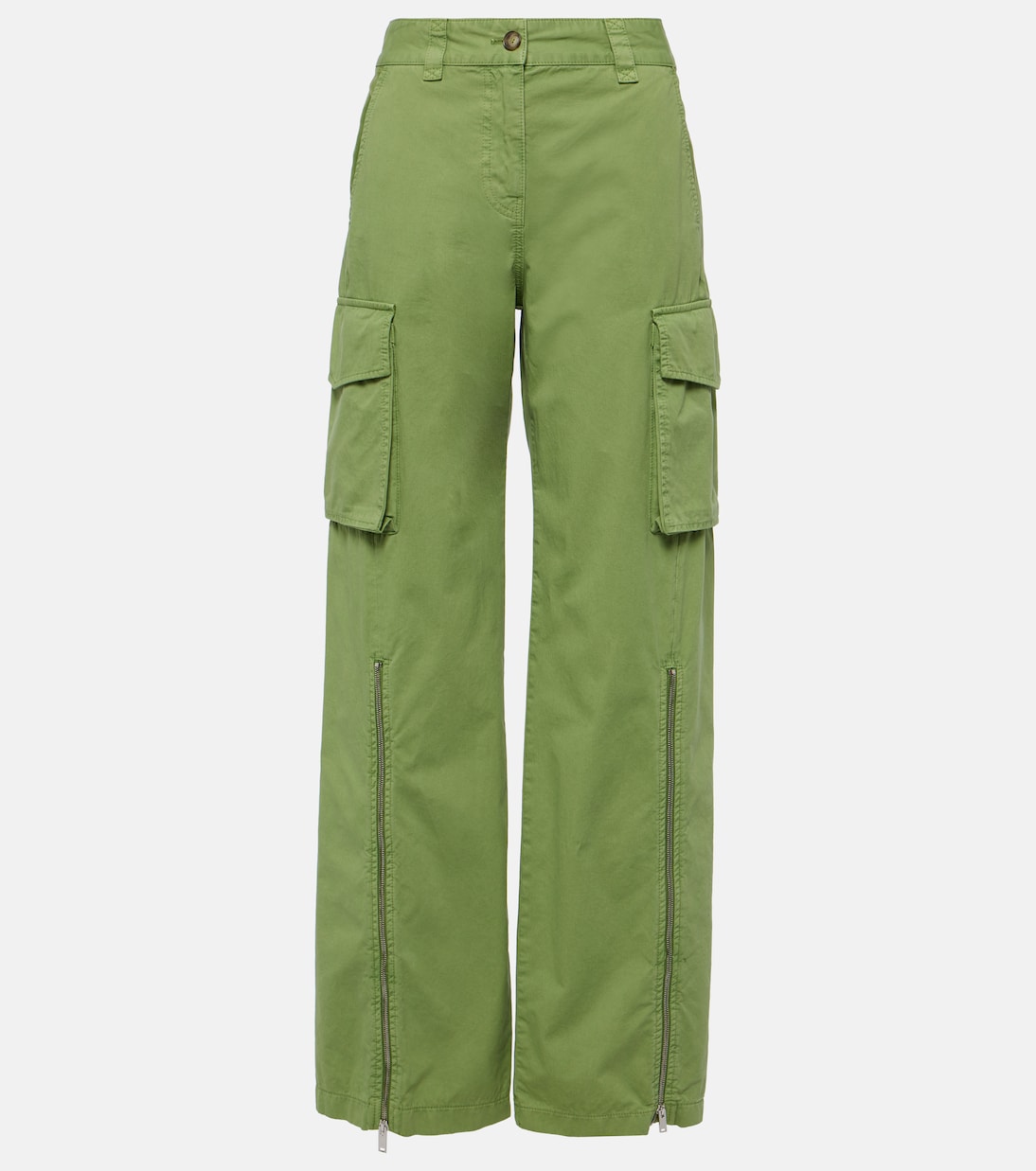 

Хлопковые брюки-карго со средней посадкой Stella McCartney, Pistachio