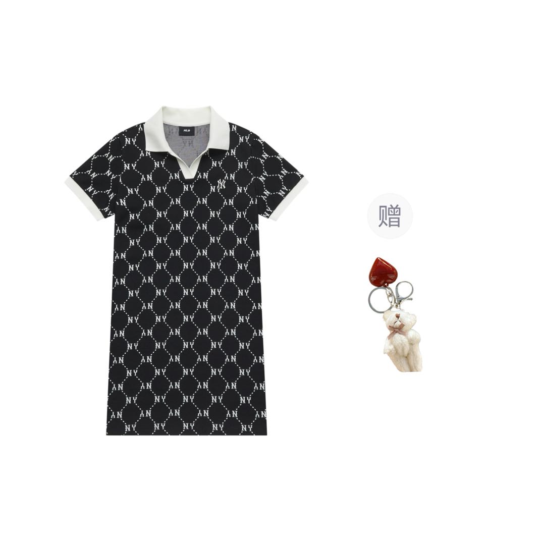 

MLB Женское платье с коротким рукавом New York Yankees SS25 из коллекции MONOGRAM черное