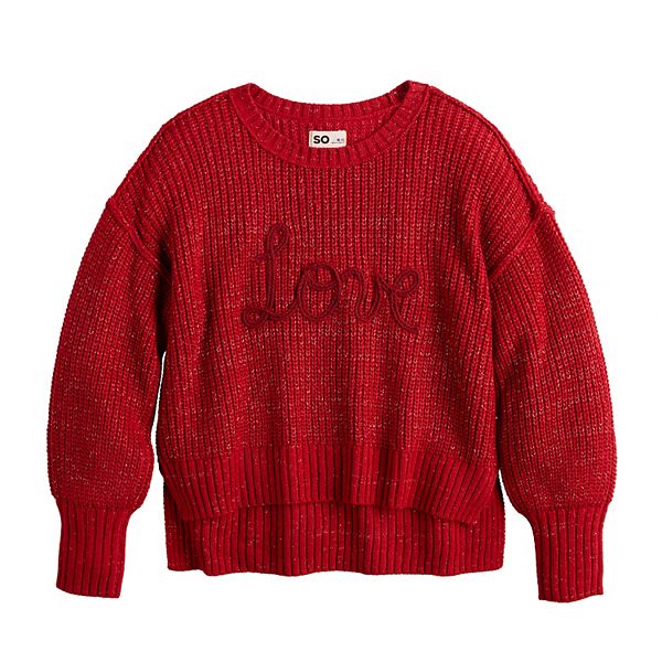 

Детский свитер с металлическим эффектом, размеры 6-20, regular и plus So, Red Love