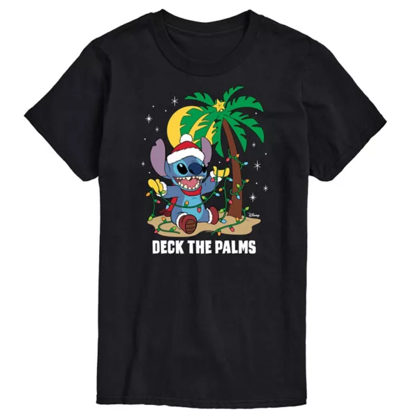 

Футболка мужская Lilo & Stitch с принтом "Пальмы в огнях" Disney, черный