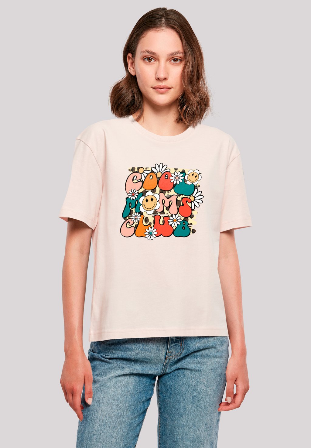 

Футболка с принтом MUTTERTAG COOL MOMS CLUB RETRO BLUMEN F4NT4STIC, розовый