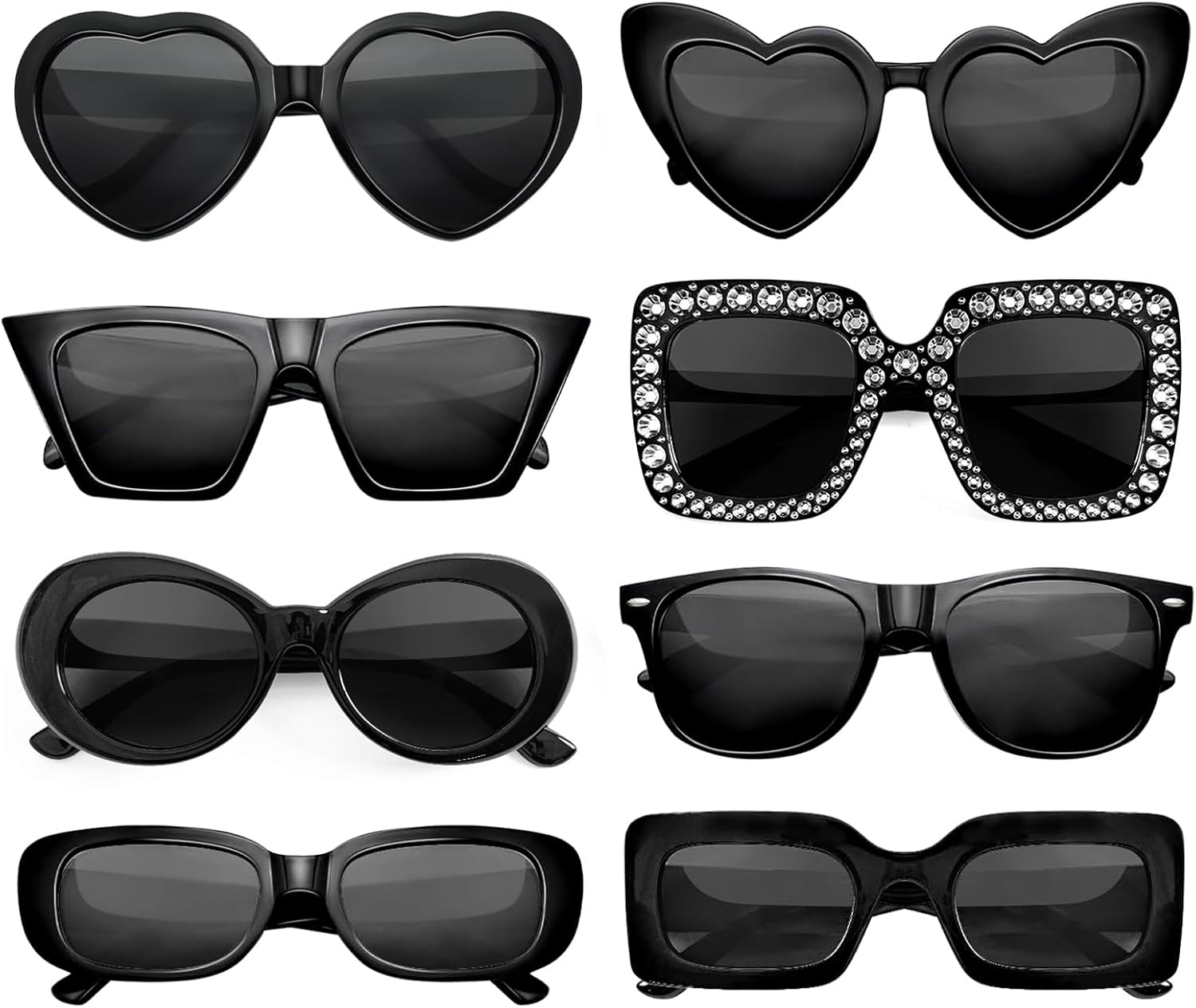 

Набор из 8 солнцезащитных очков Pibupibu разных стилей для женщин и мужчин, идеально подходящих для вечеринок, костюмированных вечеринок и в качестве аксессуаров, Black