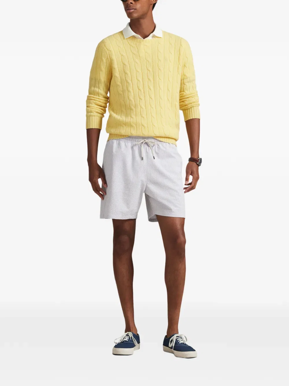 Плавки-шорты из жатой ткани с завязками Polo Ralph Lauren, белый — фото 2