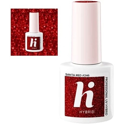 

246 Dark Glitter Santa Red УФ-гель для ногтей 5 мл, Hi Hybrid