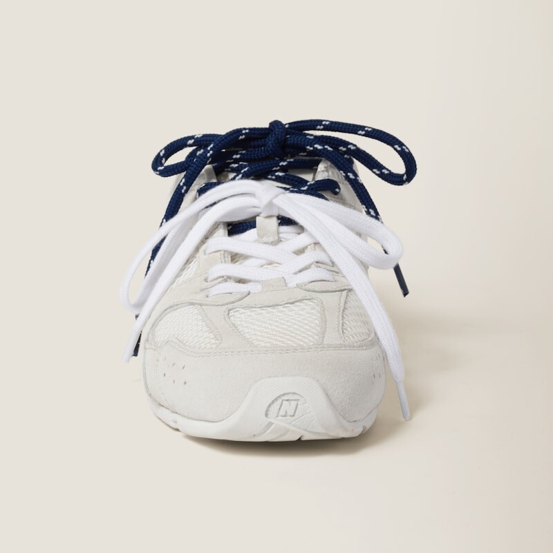 Кроссовки New Balance из замши и сетки Miu Miu, белый — фото 4