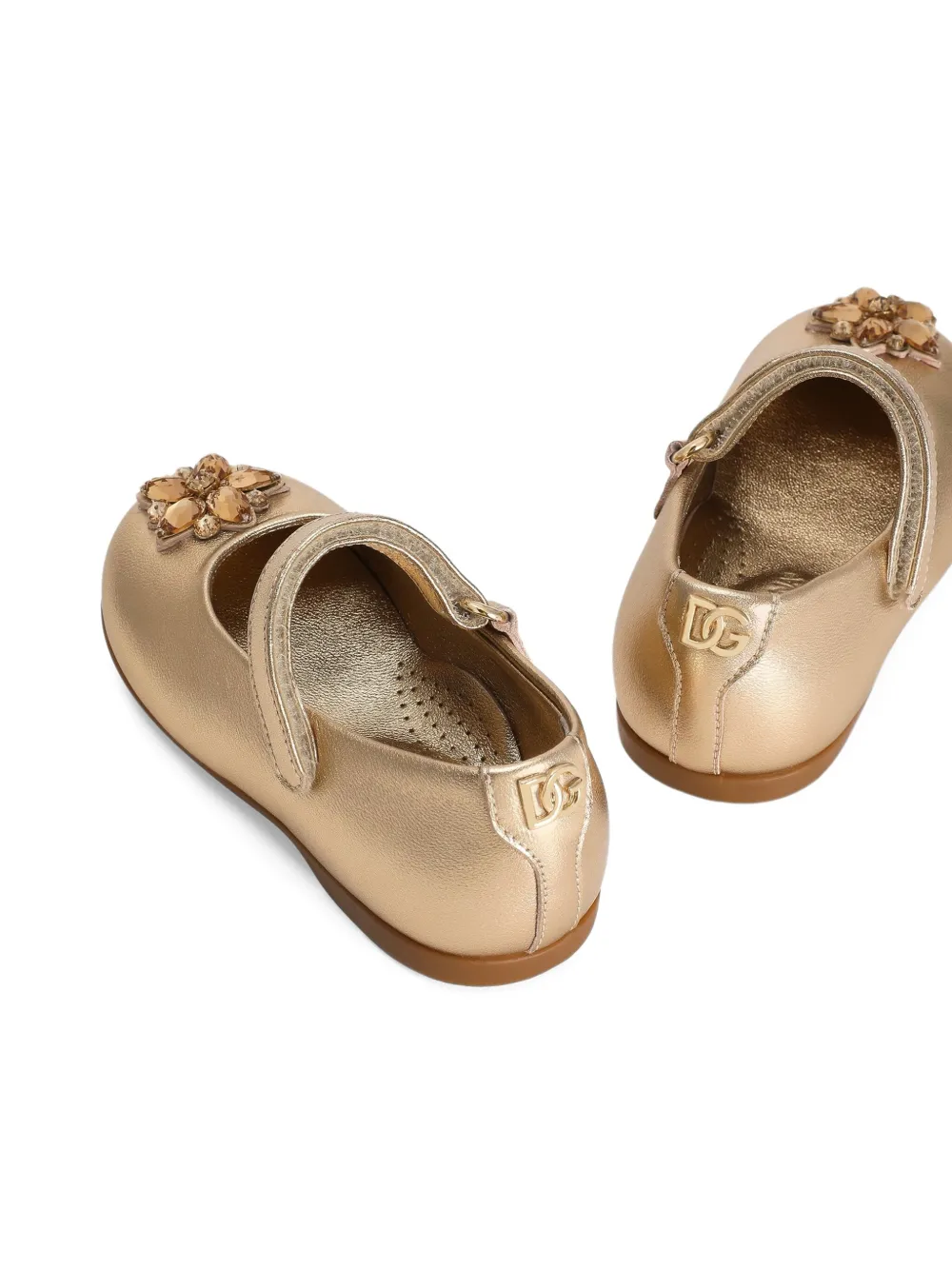 Балетки из кожи наппа Dolce & Gabbana Kids, золотистый — фото 4
