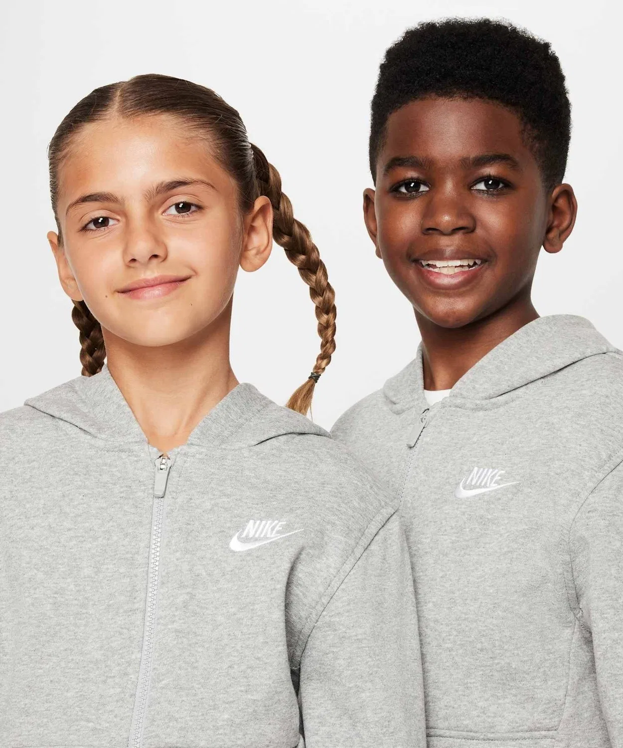 Детская кофта-худи Nike Club Fleece French Terry Full-Zip Hoodie, тёмно-серый меланж — фото 3