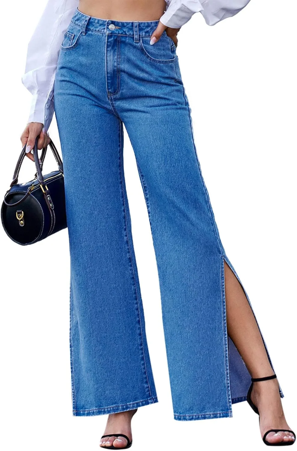 

Женские джинсы boyfriend с высокой талией и потертостями ebossy