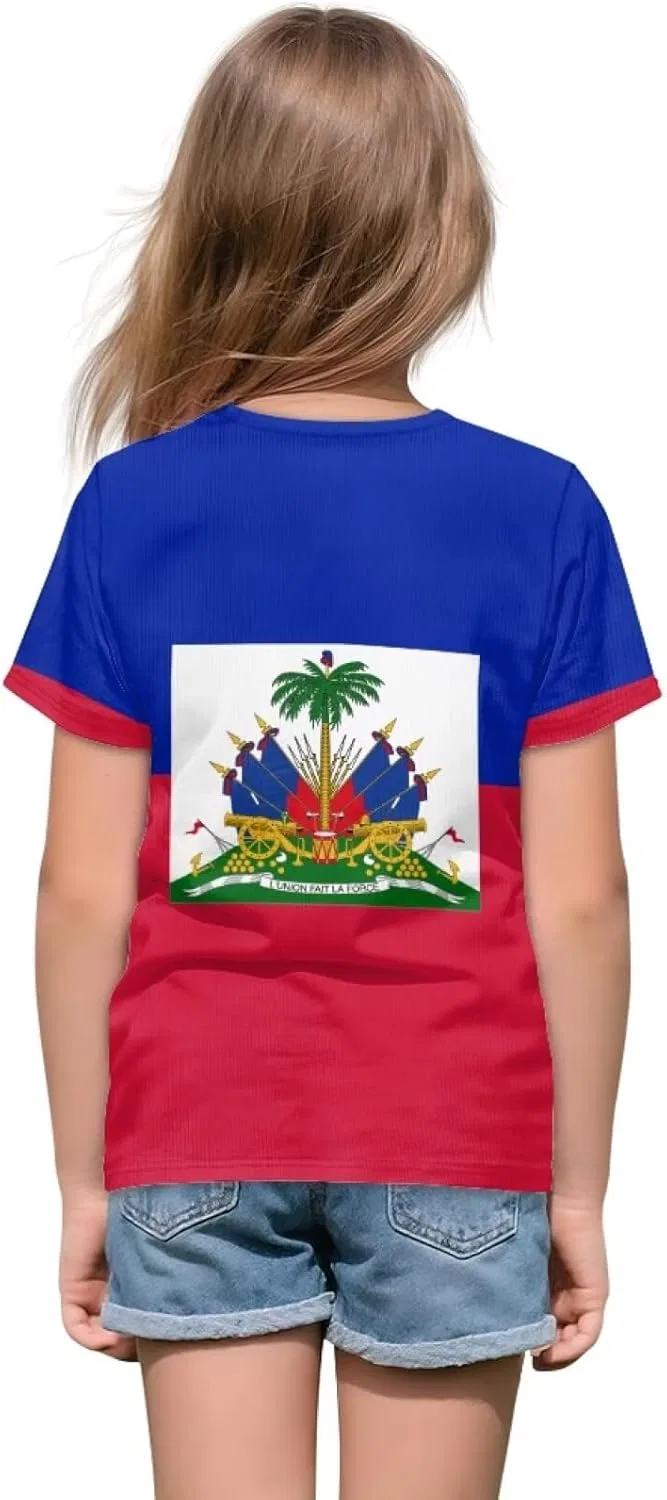 Футболка детская с принтом Gzzxiailg, цвет Haiti Flag — фото 2