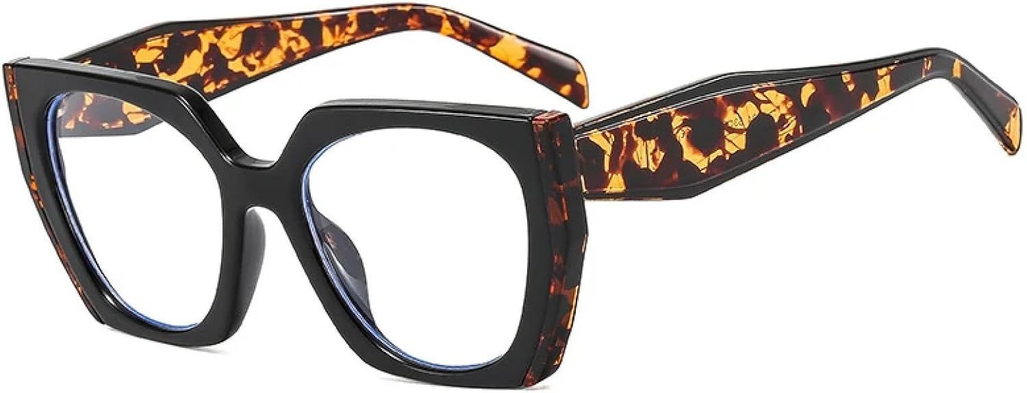 

Солнцезащитные очки «кошачий глаз» с двойным цветом, женские, с прозрачными градиентными линзами, защита от УФ-излучения UV400, мужские солнцезащитные очки DSVIGF, Black Leopard Clear