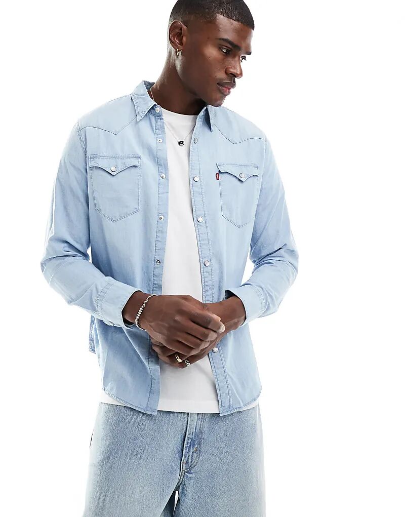 

Рубашка из денима Barstow Western Chambray, классический крой, светло-синяя Levi's