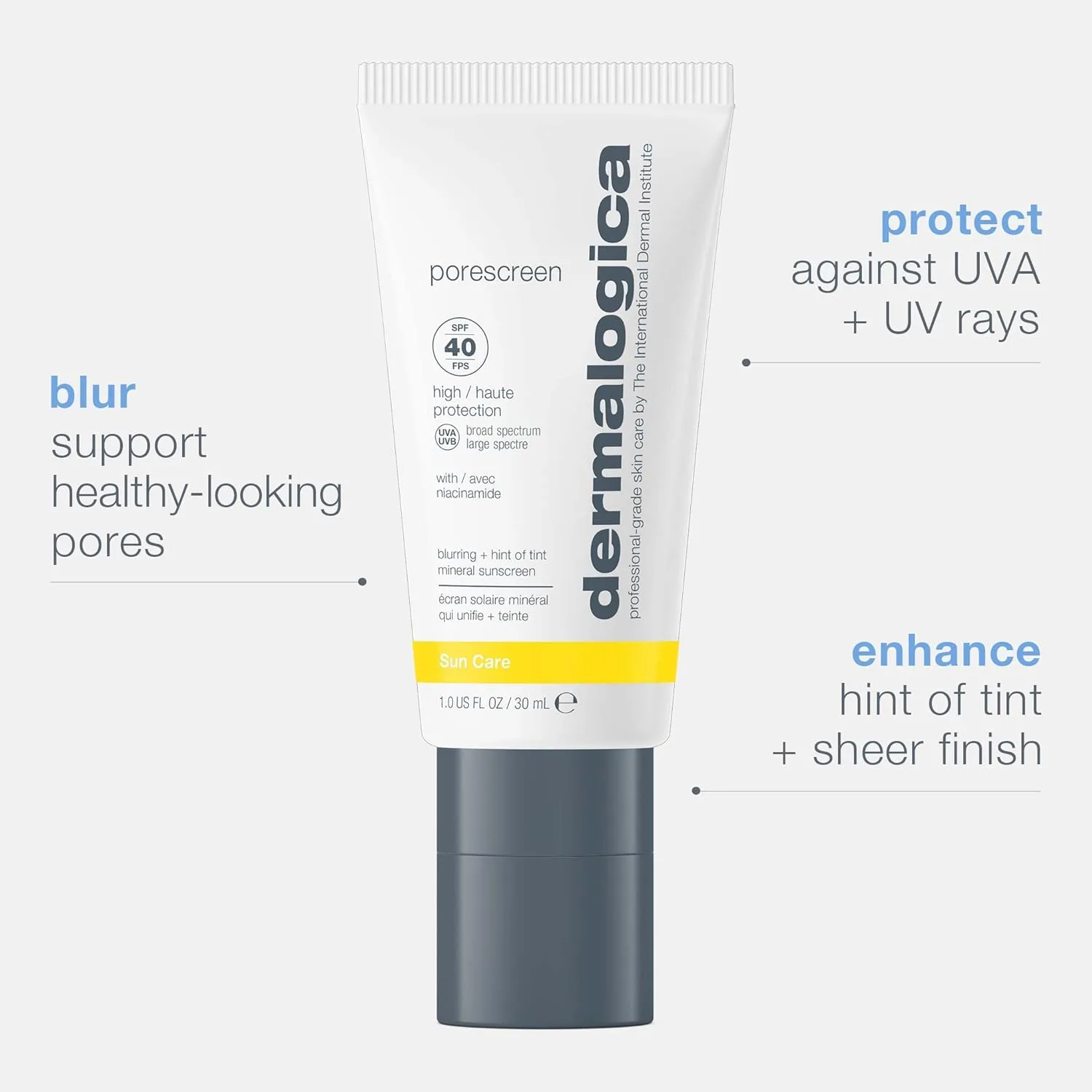 Dermalogica Porescreen Mineral Sunscreen SPF 40 для лица, защита от солнца и основа под макияж с оксидом цинка, многофункциональный солнцезащитный крем перед нанесением макияжа - 30 мл, white — фото 2