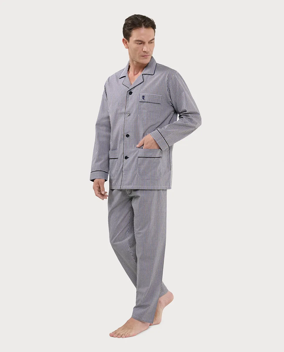 

Мужская пижама из ткани с длинными штанинами и отворотом El Búho Nocturno, синий