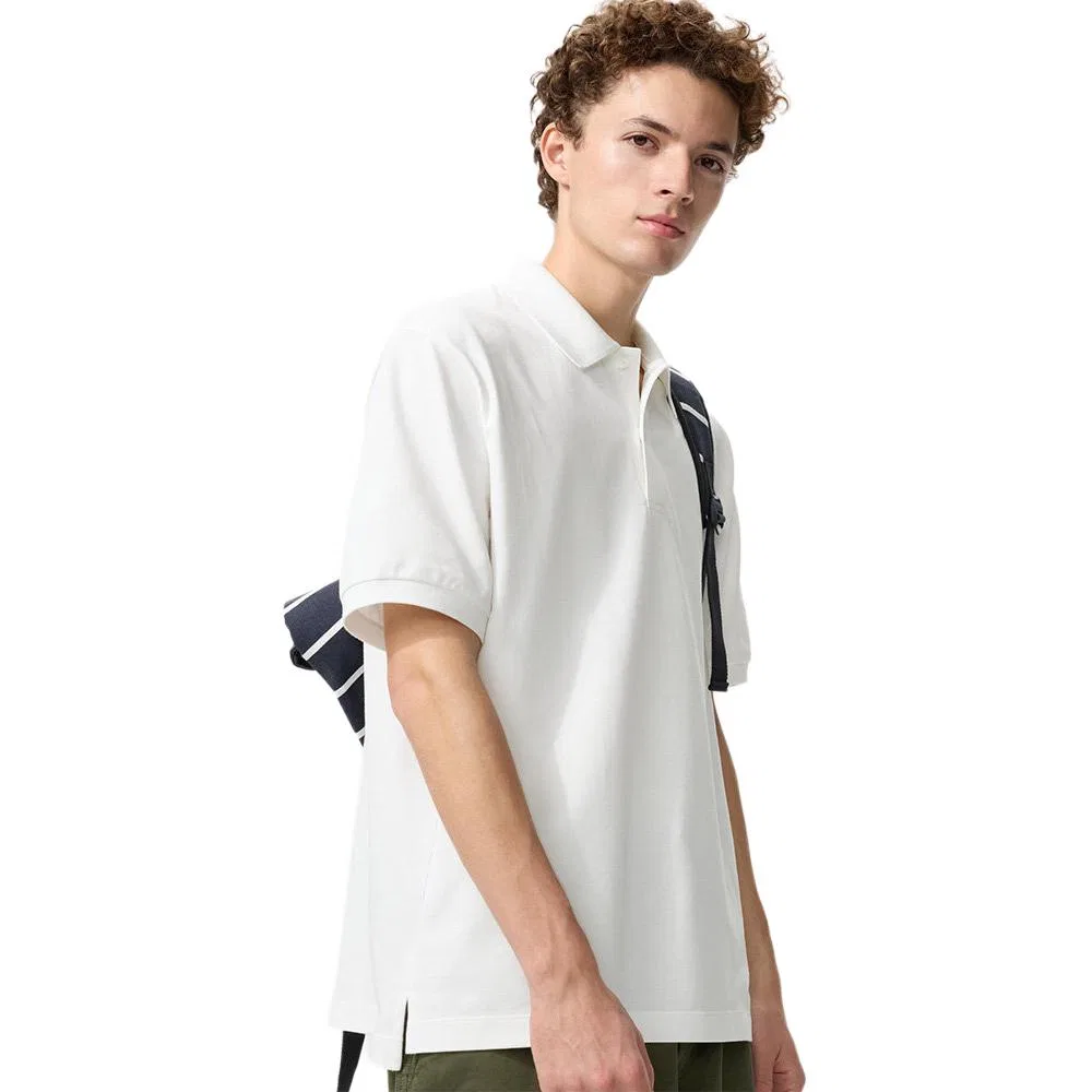 Поло унисекс белое поло с воротником прямой крой UNIQLO, White