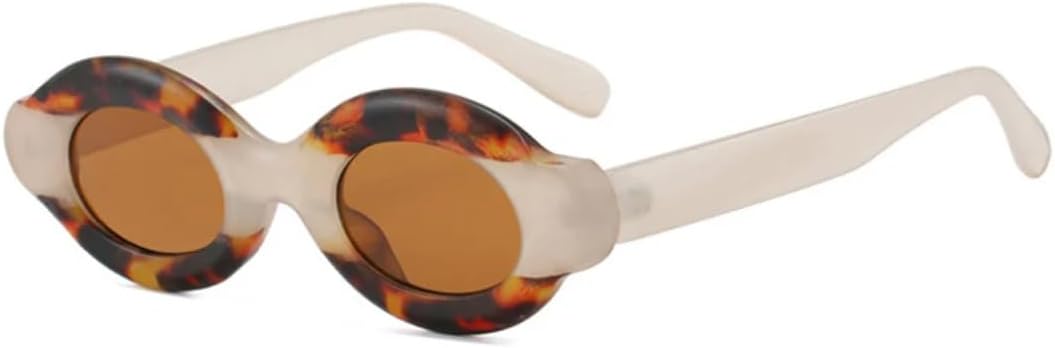 

Солнцезащитные очки для мужчин и женщин - защита UV400 - маленькие овальные линзы в стиле панк, яркие, для занятий спортом на открытом воздухе и вождения DSVIGF, Champagne Tea