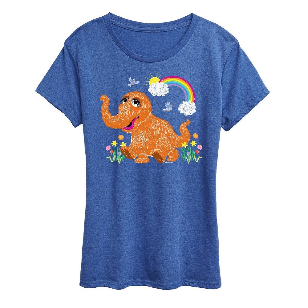 

Женская футболка с рисунком Snuffleupagus «Улица Сезам» Licensed Character, цвет Heather Royal Blue