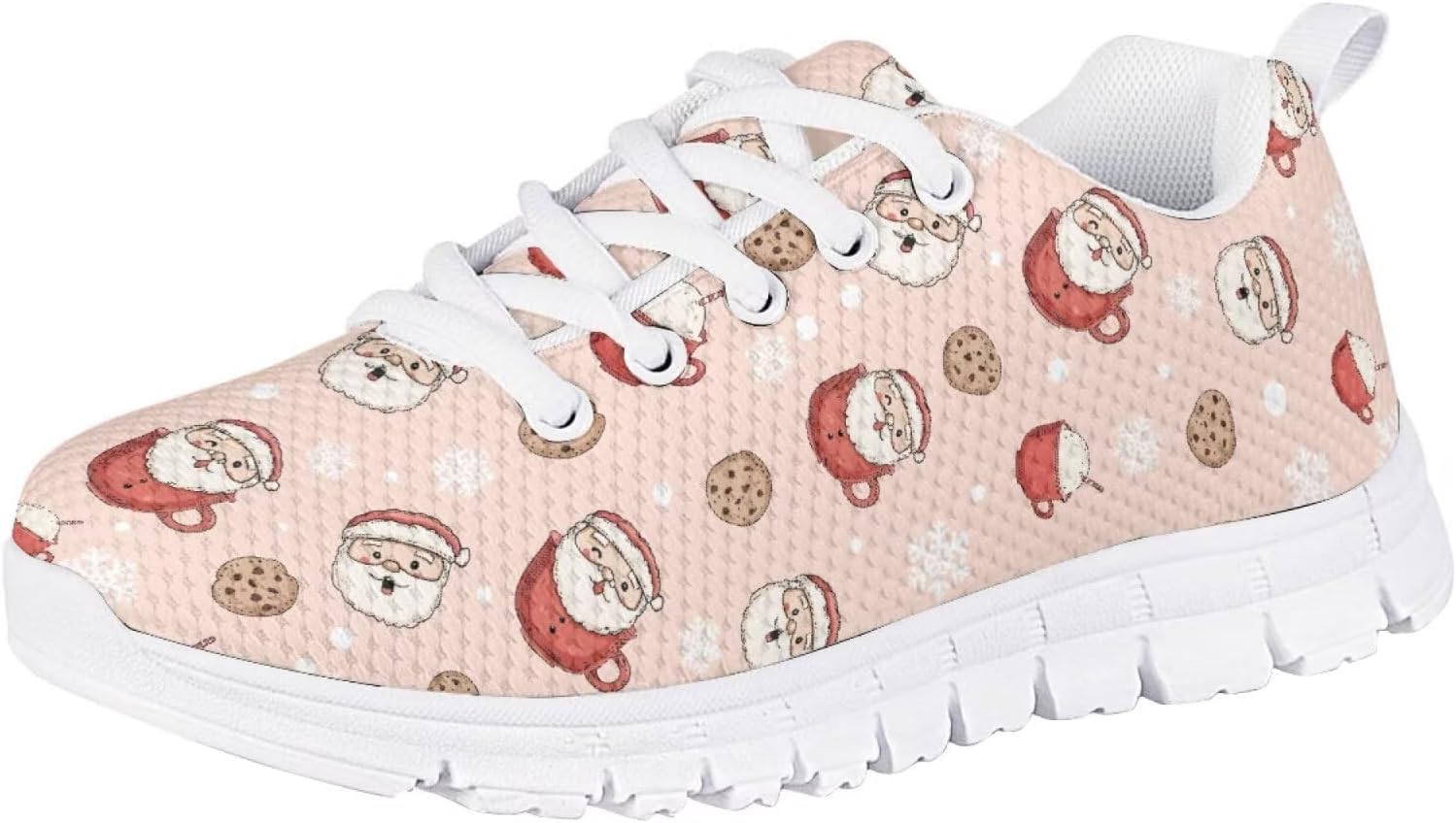 

Рождественские кроссовки Forchrinse для девочек и мальчиков, легкие шнурованные ходовые кроссовки, повседневные беговые кроссовки с противоскользящей подошвой, Cartoon Santa Claus