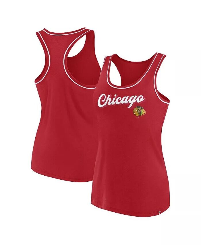 

Женская красная майка с круглым вырезом и логотипом Chicago Blackhawks Wordmark Fanatics