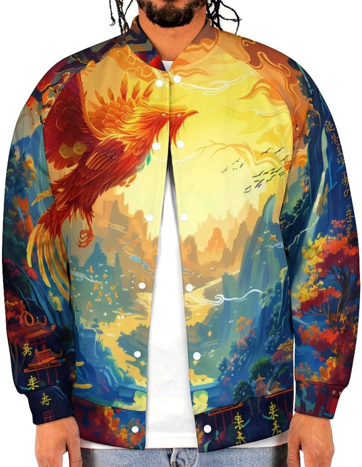 Куртка-бомбер Flying Dragon Phoenix Bird для мужчин, легкая, повседневная, в стиле бейсбольной куртки-бомбера