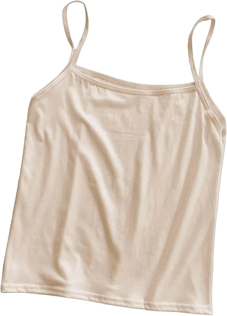 Женский топ на тонких бретелях, свободный, Beige — фото 3