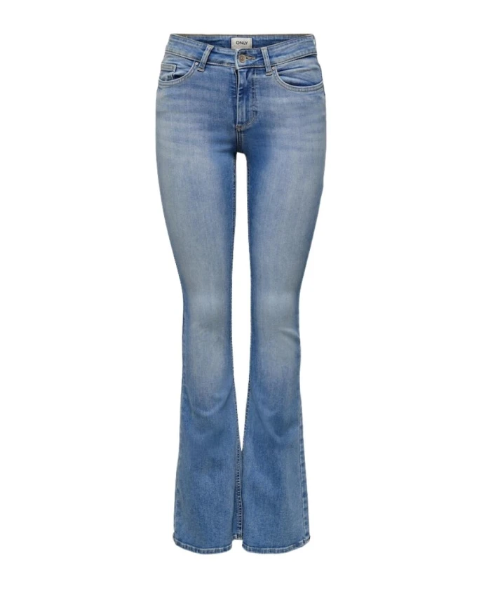 

Джинсы прямого кроя с расклешенными штанинами, светло-голубые. Only, синий
