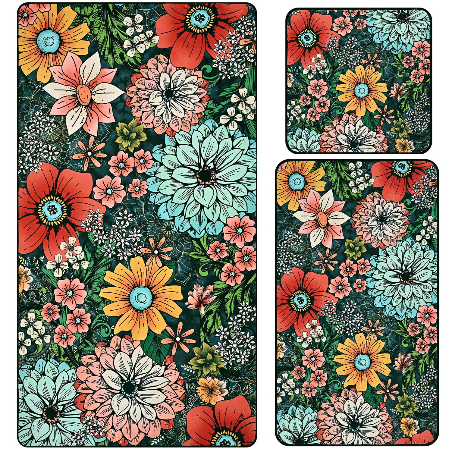 

Полотенца с цветочным принтом Alishomtll Boho, 3 штуки