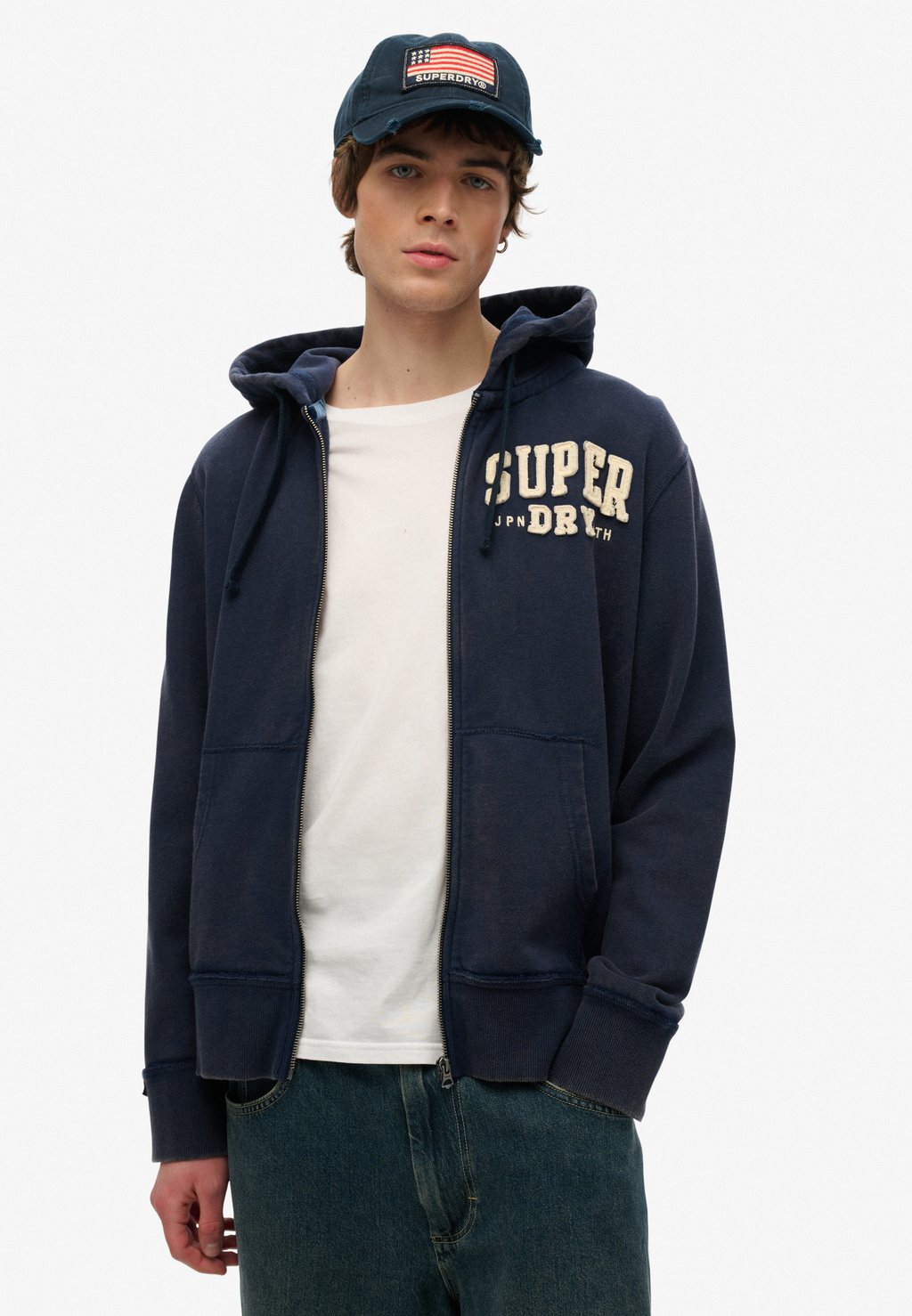 

Толстовка на молнии VINTAGE ATHLETIC Superdry, синий