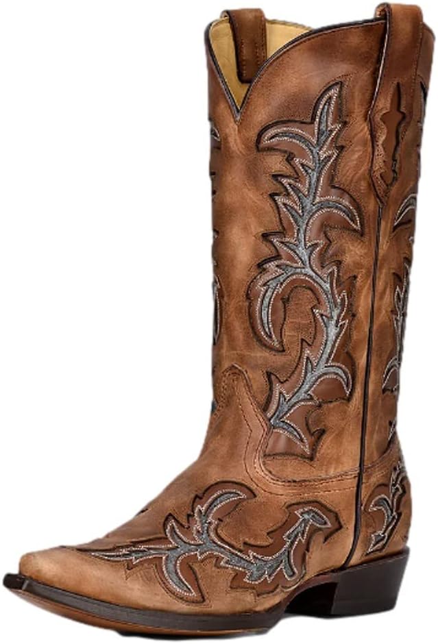 

Мужские ковбойские сапоги Corral с вышивкой и вставками, острый носок - C3845 Corral Boots, Honey