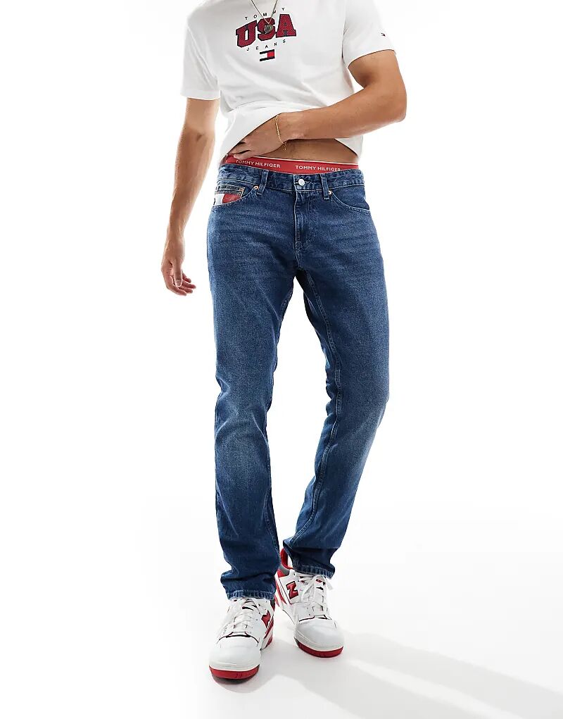 

Узкие джинсы Scanton средней степени стертости с деталями в виде флага Tommy Jeans