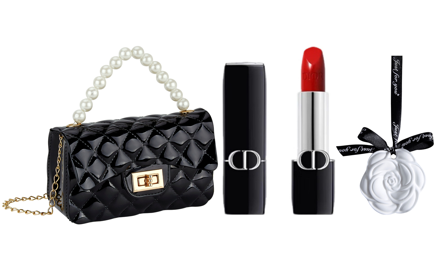 Подарочный набор Dior: помада для губ Rouge Dior Satin #999 + косметичка + аромасаше