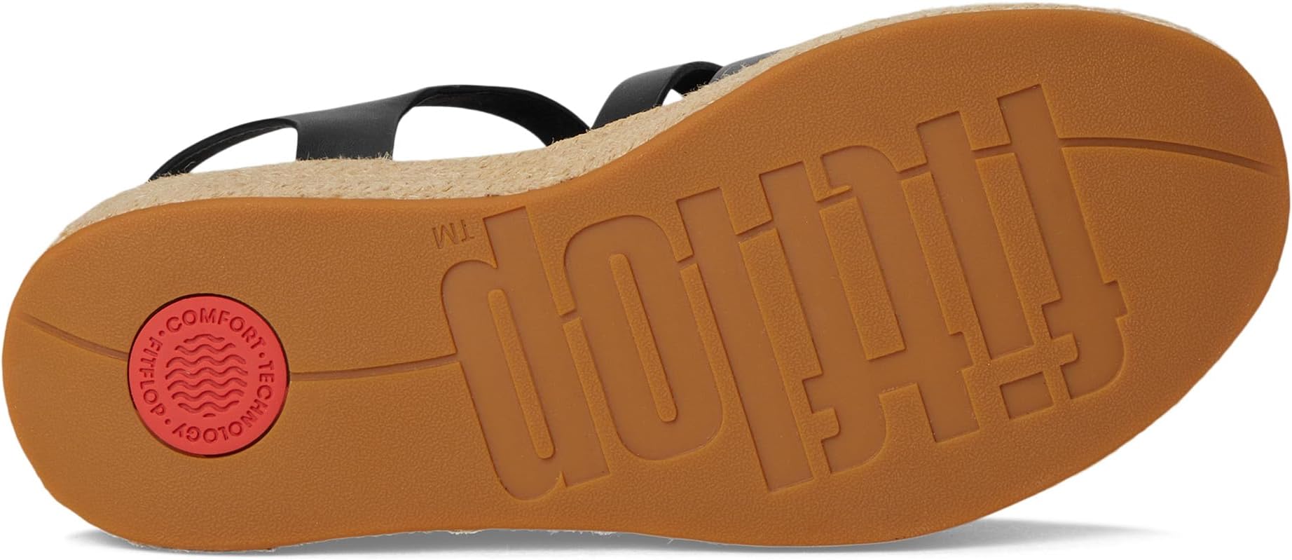 Сандалии FitFlop PLATFFORMS Espadrille Leather Fisherman Wedge Sandals, черный — фото 3