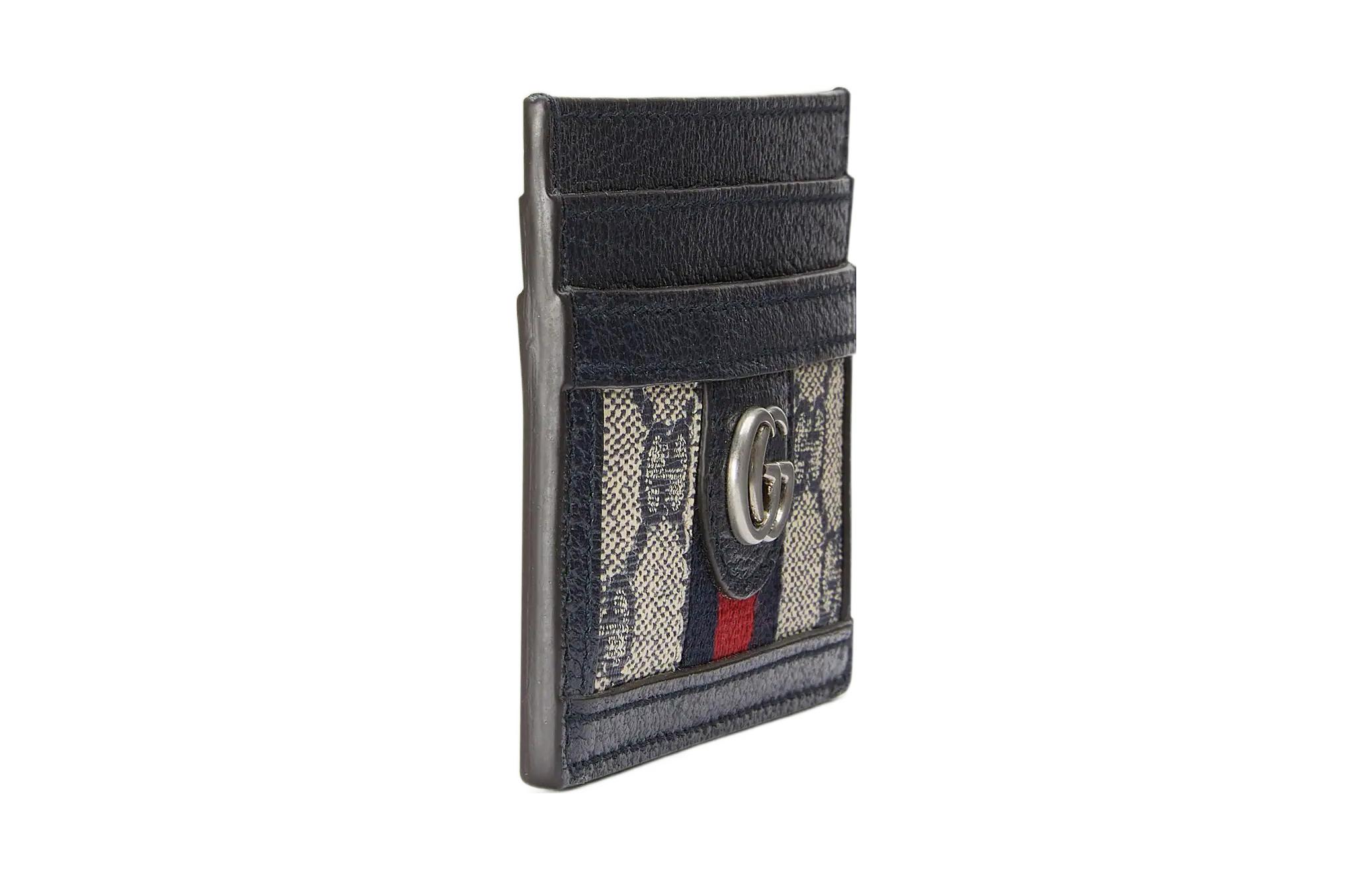 GUCCI Кардхолдер Canvas With Leather для женщин, синий — фото 4