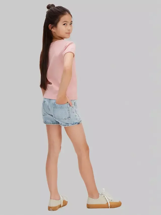 Детская футболка с ребристым логотипом, кварцево-розовый Calvin Klein — фото 2