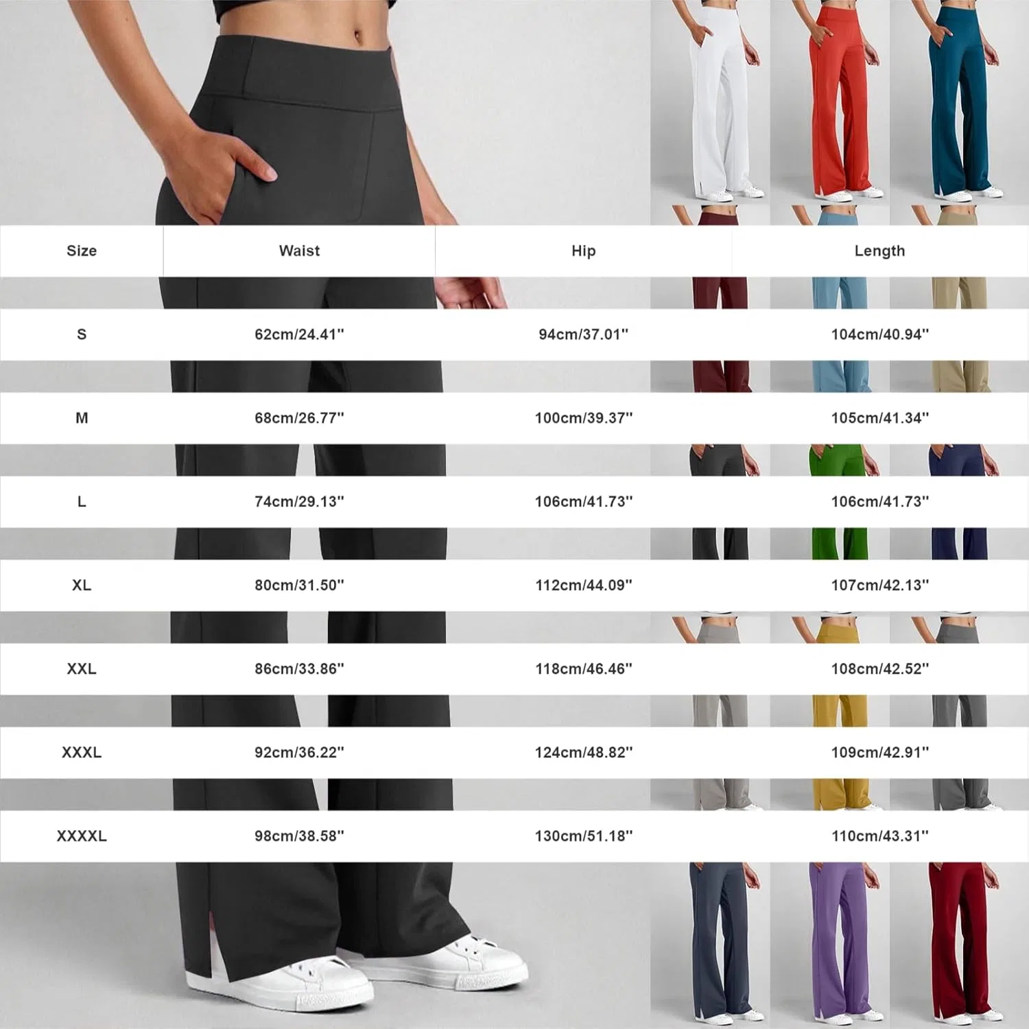 Yoga Dress Work Pants для женщин Stretch Business Casual High Waisted Wide Leg комфортные женские брюки с карманами Generic, синий — фото 3