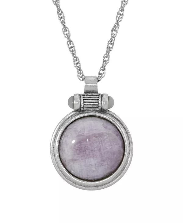 

Ожерелье с круглой подвеской из серебристого аметиста 2028, purple