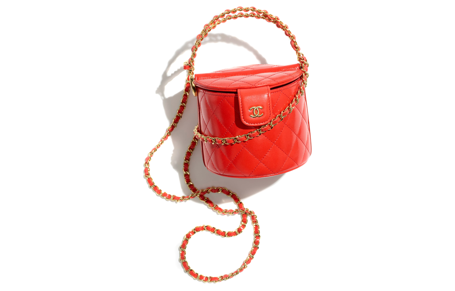CHANEL Ранняя весна 23c, овчина, ведро, пикник, сумка, через плечо, кроссбоди, women's, red — фото 2