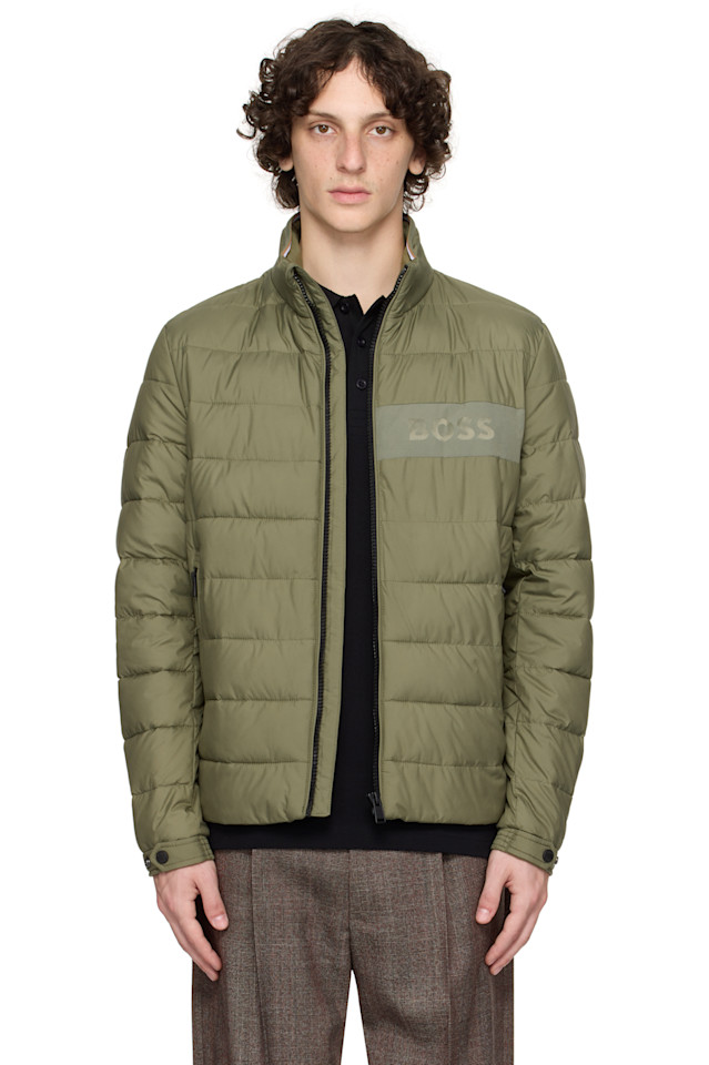 

Водоотталкивающая пуховая куртка с логотипом Regular Fit Boss, зеленый
