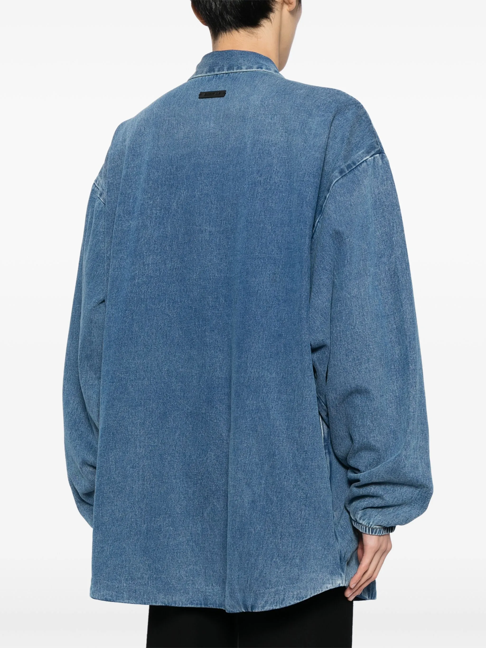 Джинсовая куртка-рубашка на молнии Fear Of God Essentials, синий — фото 4