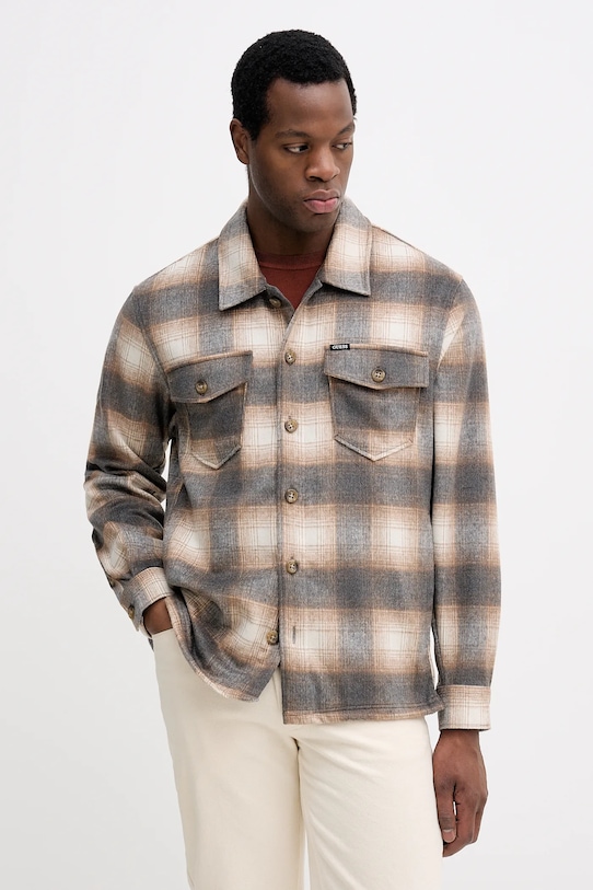 

Рубашка из смесовой шерсти Guess, бежевый