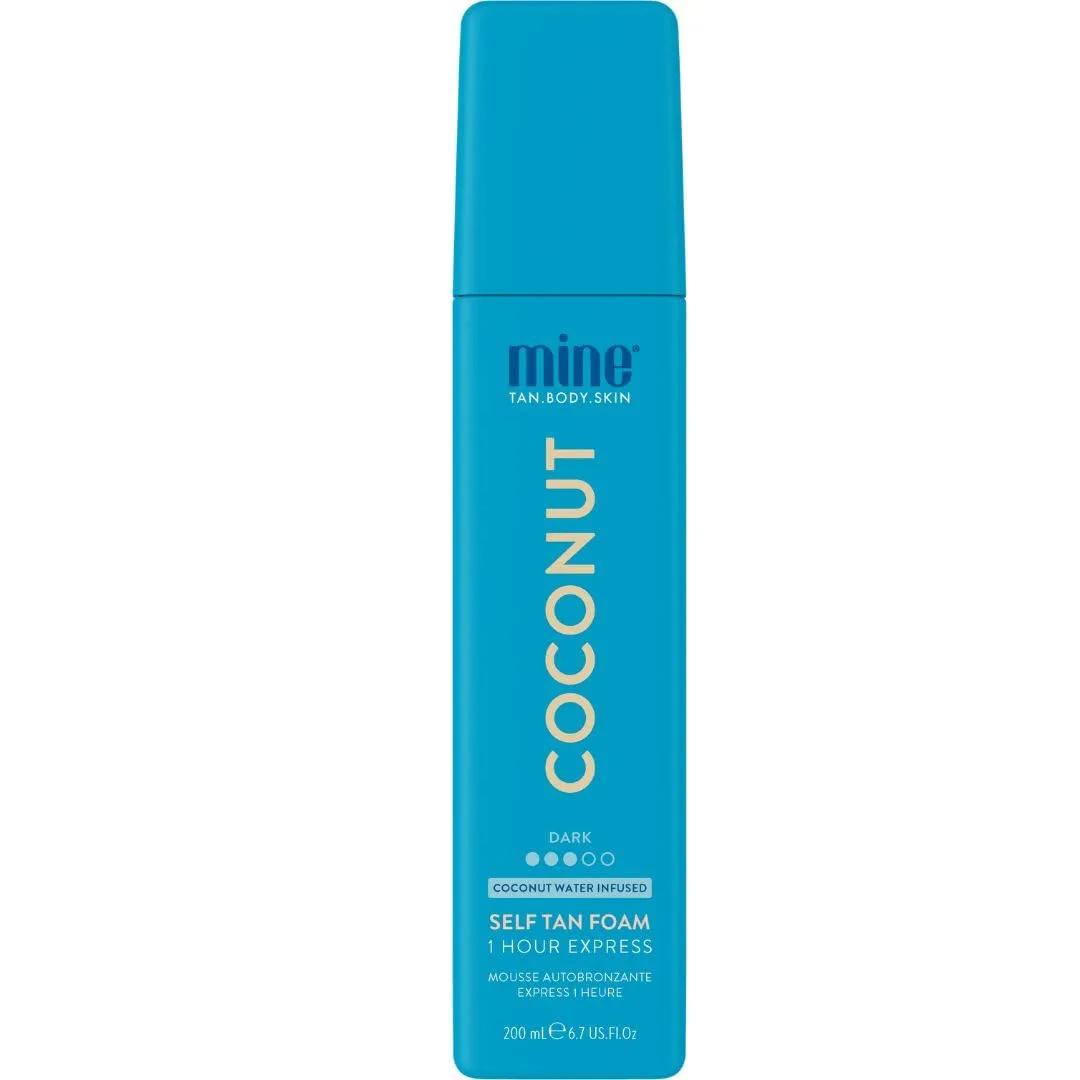 Minetan Self Tan Foam Coconut - экспресс-автозагар за 1 час, мусс для темного бронзового оттенка, для лица и тела, увлажняющее сияние, Vegan & Paraben Free, 200 мл 198 мл (1 шт.) Minetan Body.Skin, Dark