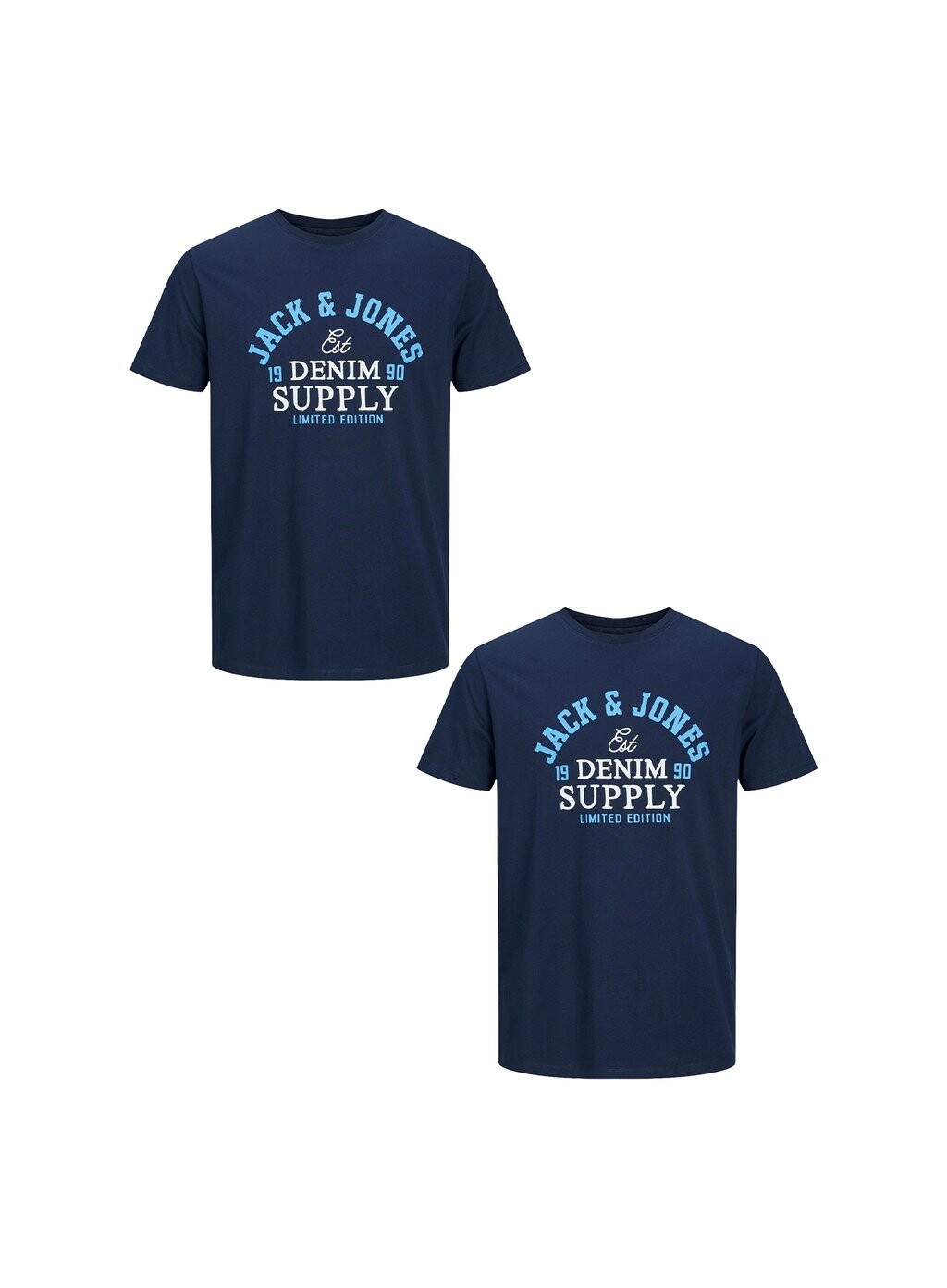 

Футболка с принтом LOGO T-SHIRT 2-ER STÜCK PACK Jack & Jones, цвет Mottled Dark Blue