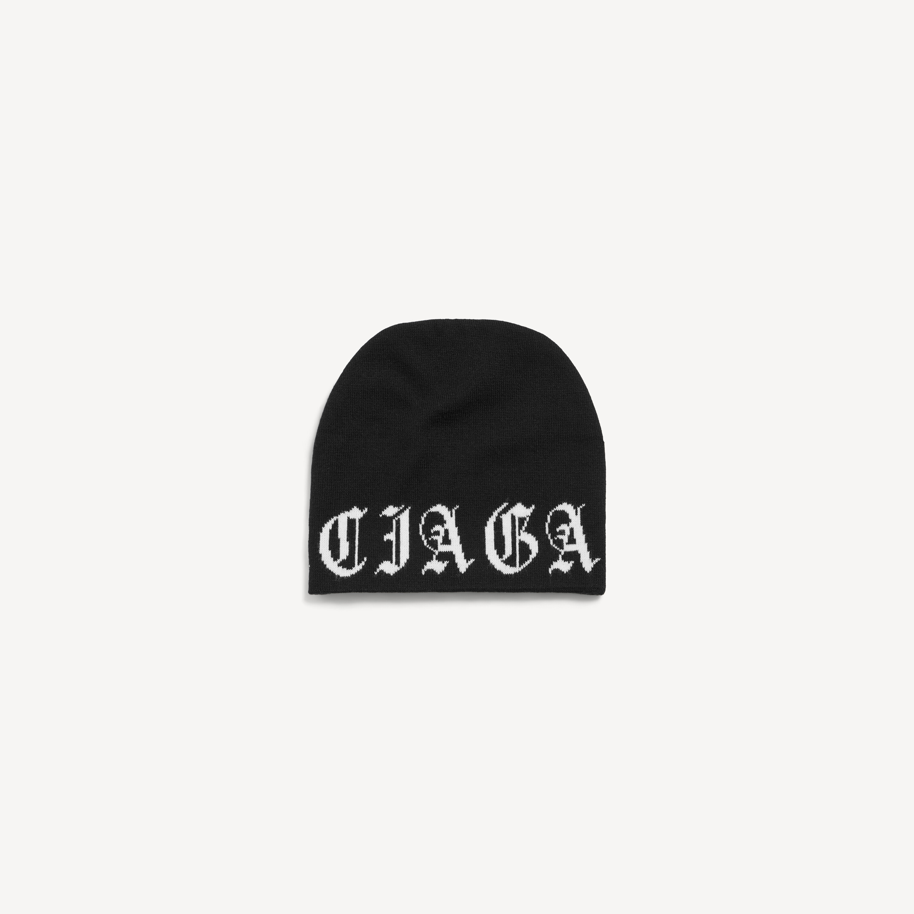 Мужская шапка-бини с черно-белыми буквами Blackletter BALENCIAGA, серый — фото 2