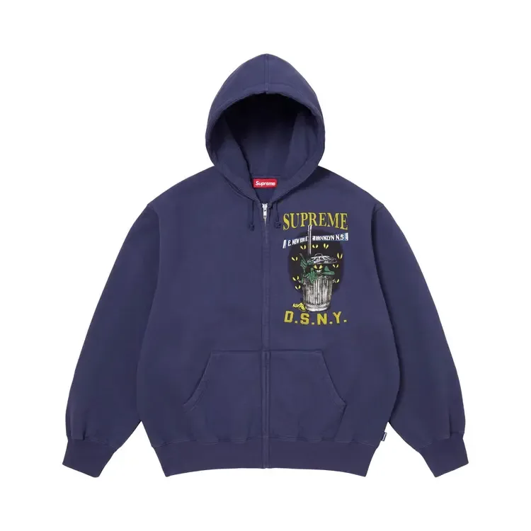 Толстовка Supreme x Dsny на молнии с капюшоном, цвет «Washed Navy»