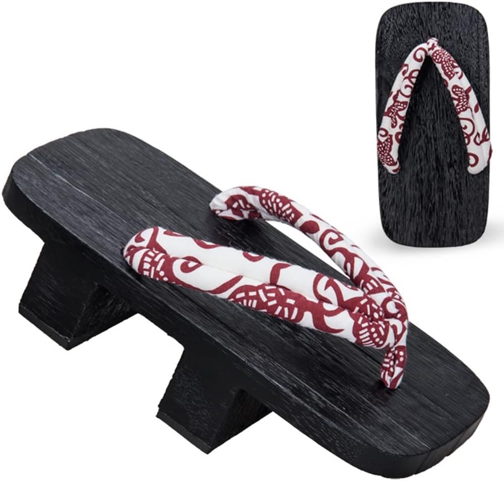 

Ретро мужские шлепанцы в японском стиле, деревянные тапочки на высокой платформе, сабо с двумя зубцами для мужчин, традиционные мужские сабо гета, высота каблука 5,5 см, ширина 12 см Kitcissl, черный