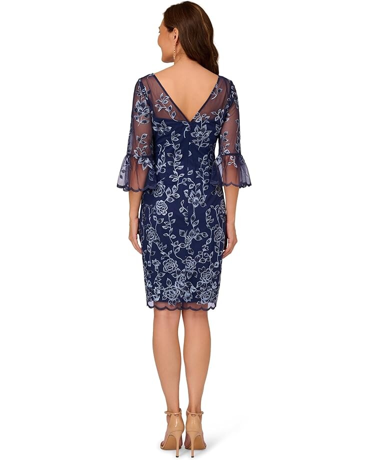 

Платье Adrianna Papell Embroidered Bell Sleeve Dress, цвет Midnight Multi