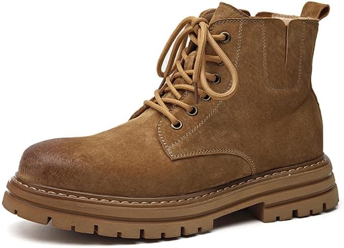 

Мужские кожаные ботинки на шнуровке с боковой молнией Boxpopla, коричневый