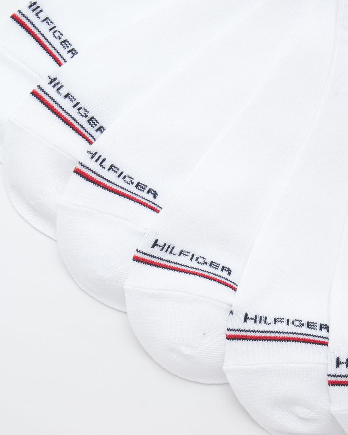 Мужские носки Tommy Hilfiger No Show Socks - 10 пар носков из хлопковой смеси для мужчин - ультракороткие подкладки для лоферов и кроссовок, White Stripe (12Pk) — фото 3